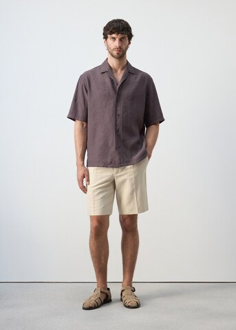 MANGO MAN Comfort Fit Hemd 'Lotus' in Braun