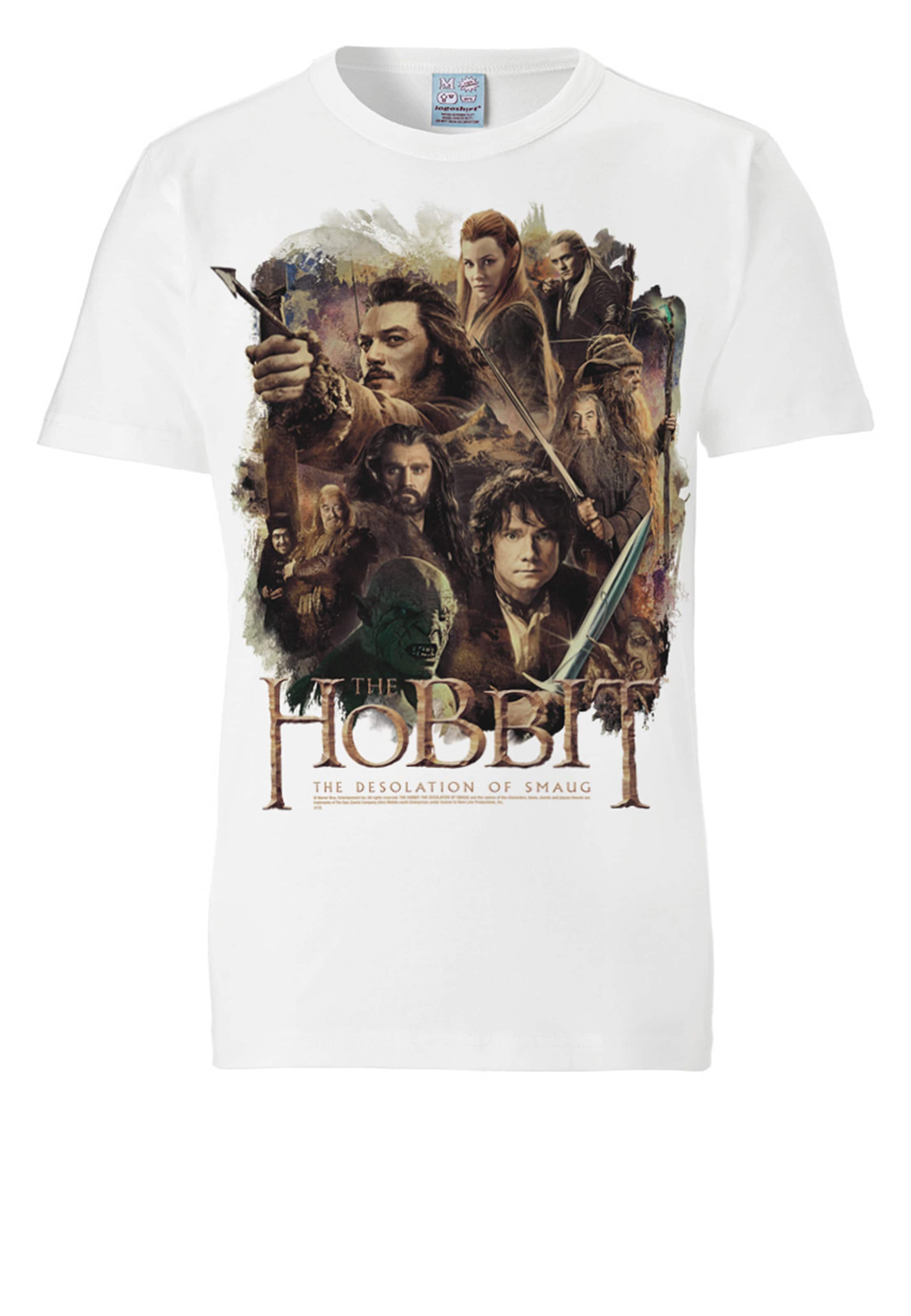LOGOSHIRT Shirt 'Hobbit - Poster' in Wit: voorkant