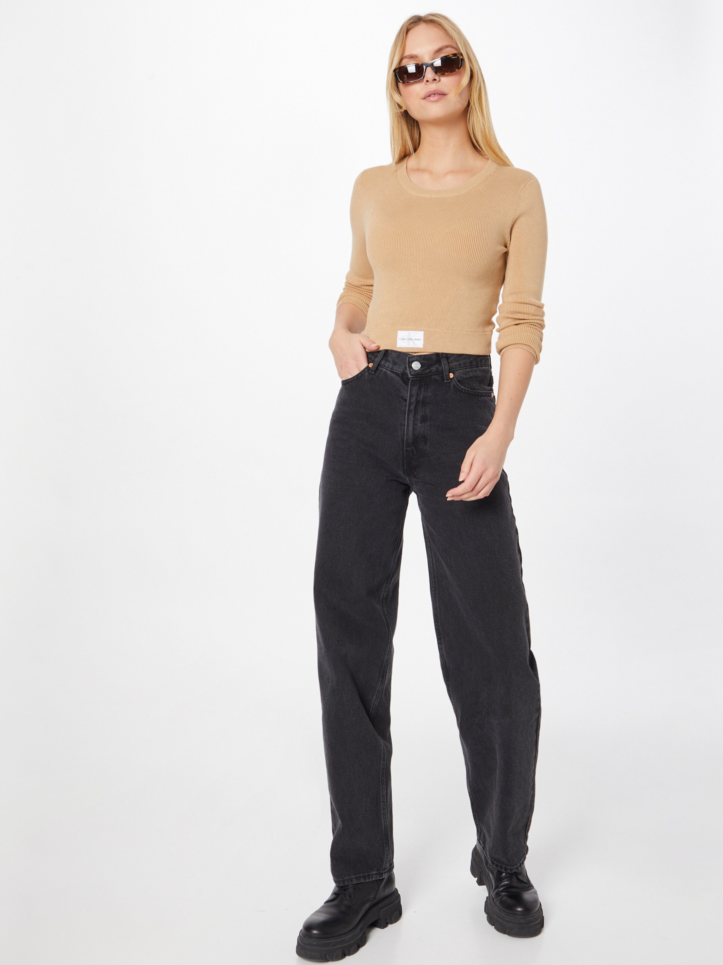 Frauen Pullover & Strick Calvin Klein Jeans Pullover in Dunkelbeige - JO14139 Frauen Pullover & Strick Calvin Klein Jeans Pullover in Dunkelbeige - JO14139