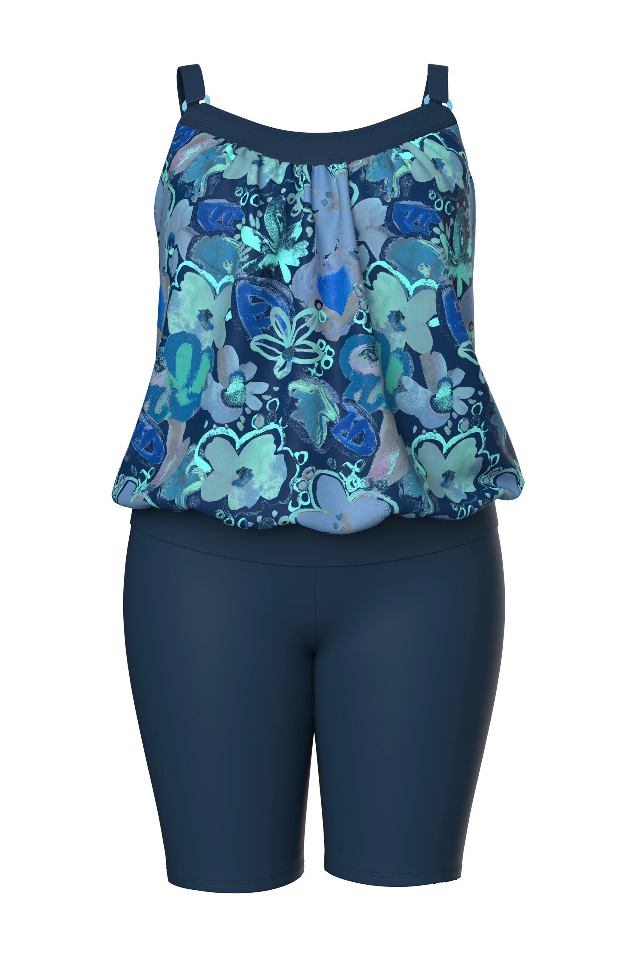 Ulla Popken Tankini in marine / rauchblau / dunkelblau / mint, Produktansicht