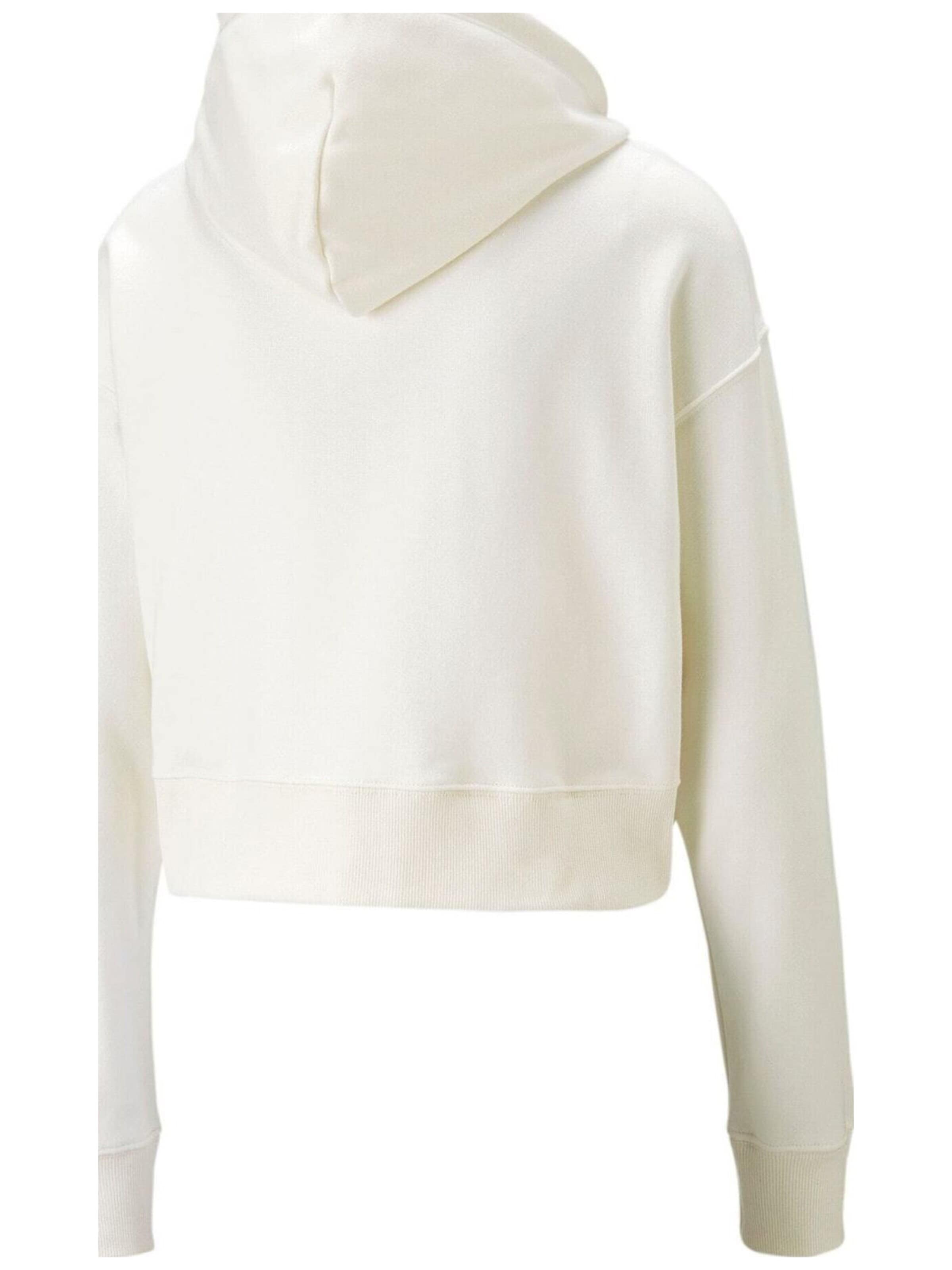 PUMA - Sudadera con cremallera 'Puma Classics Cropped Hoodie' en blanco