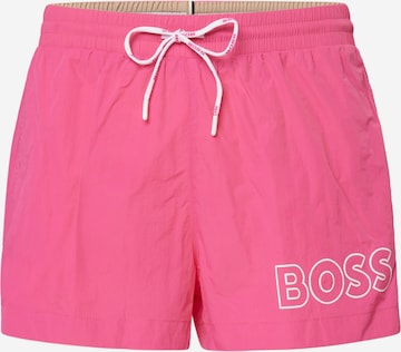 BOSS Badshorts 'Mooneye' i rosa: framsida