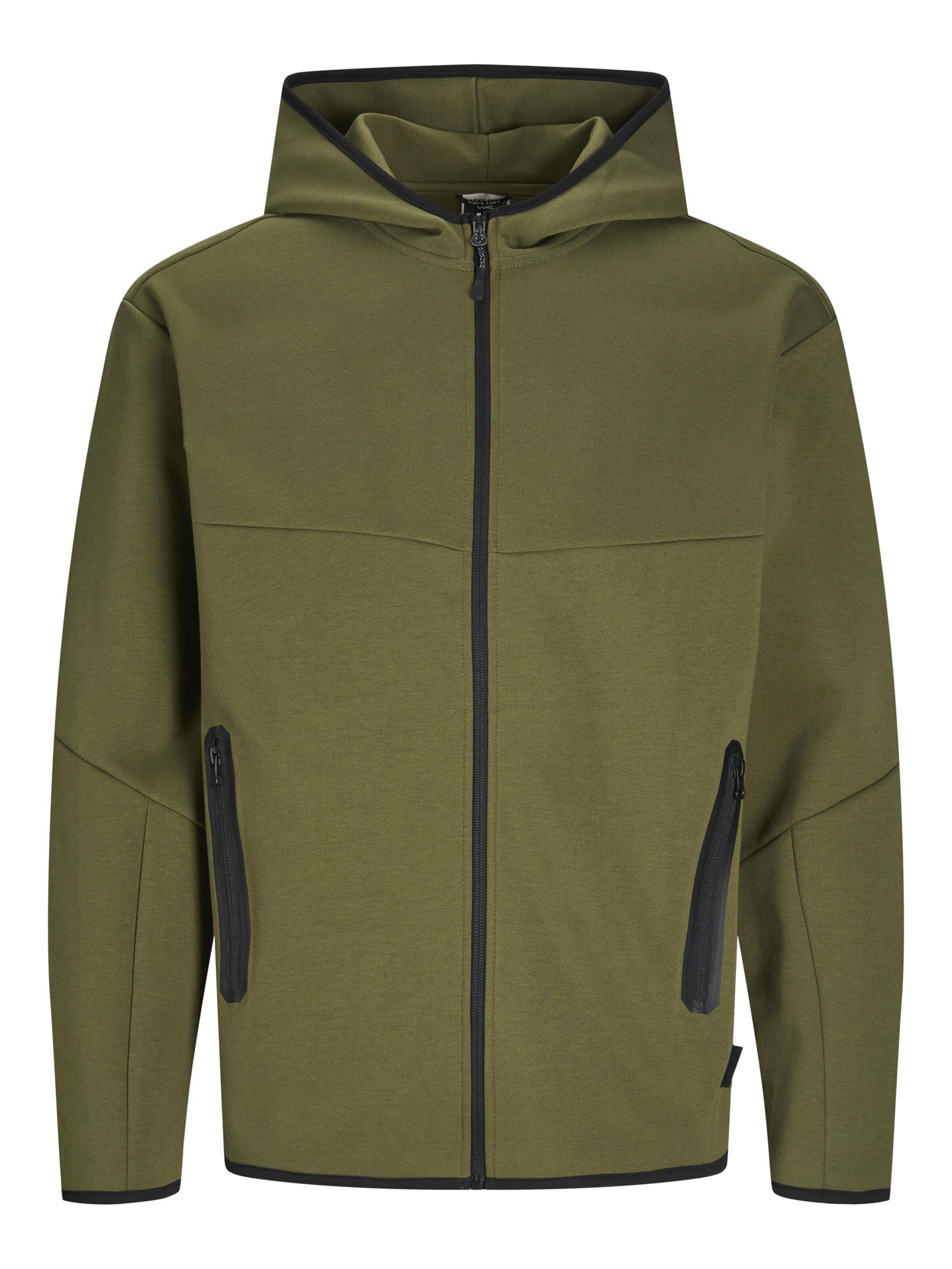 JACK & JONES Sweat jacket 'JCOFusion' in Green: front