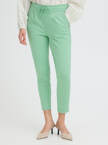 ICHI Tapered Pleat-front trousers 'KATE' in Green: front