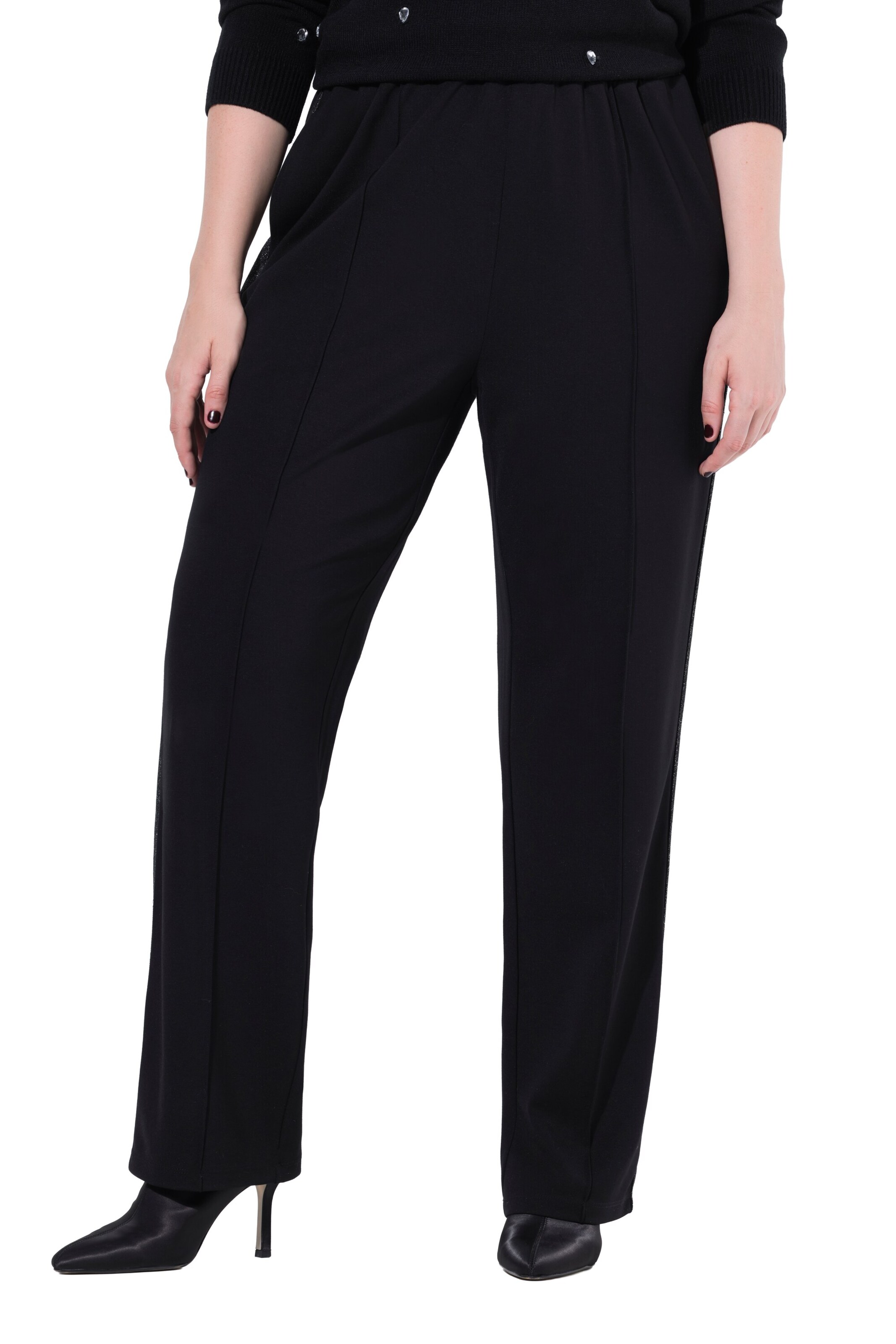 Ulla Popken Tapered Broek in Zwart: voorkant