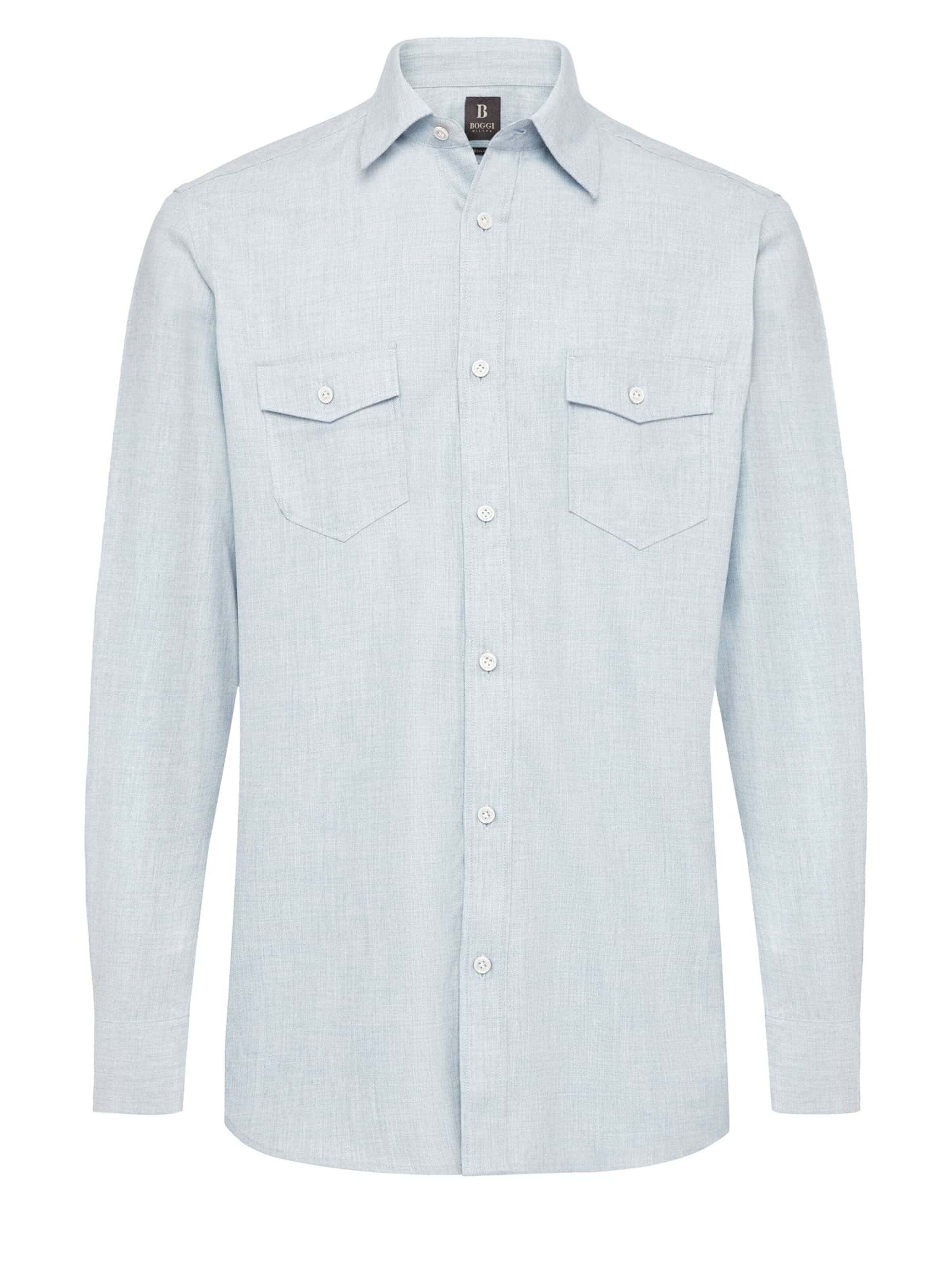 Coupe regular Chemise Boggi Milano en bleu : devant