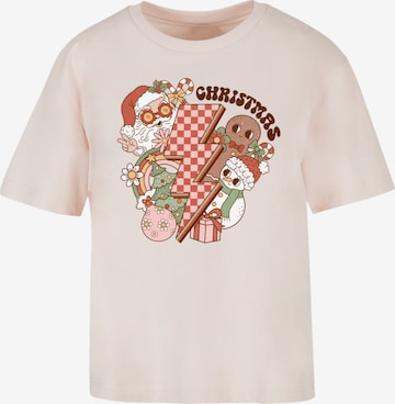 F4NT4STIC Shirt 'Groovy Christmas Flash' in Beige: voorkant