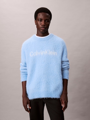 Calvin Klein Jeans Пуловер в синьо: отпред