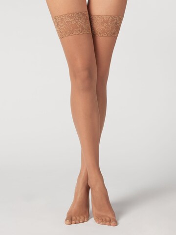 CALZEDONIA Hold-up stockings in Beige: front