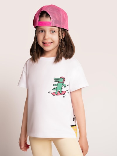 SATURNDAY Shirt 'Krokodil auf Skateboard' in White, Item view