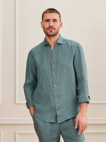 Coupe regular Chemise 'Signature' Next en bleu : devant