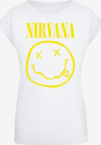 F4NT4STIC Shirt 'Nirvana Rock Band Yellow Happy Face' in White: front