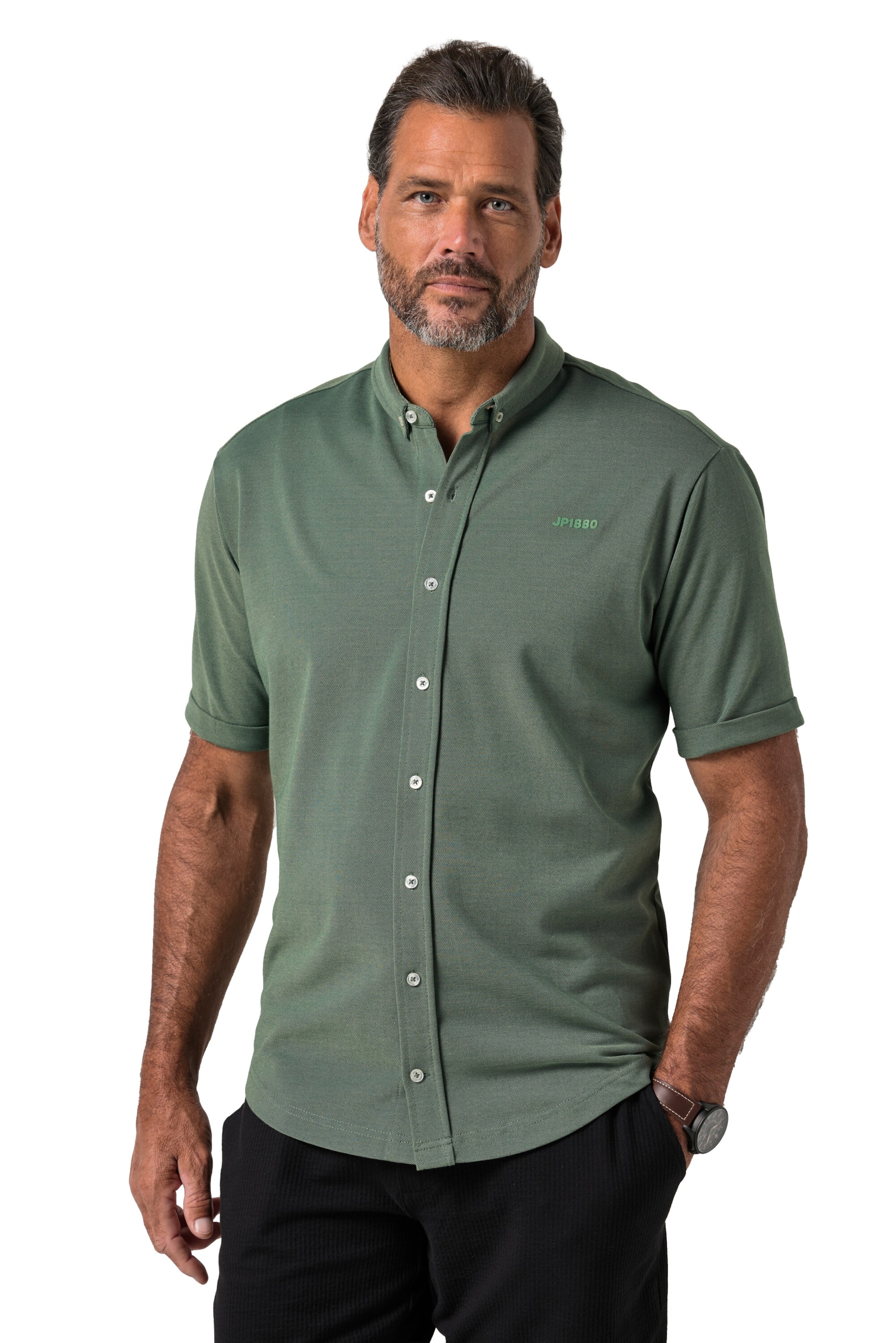 JP1880 Regular Fit Hemd in Grün: Vorderseite