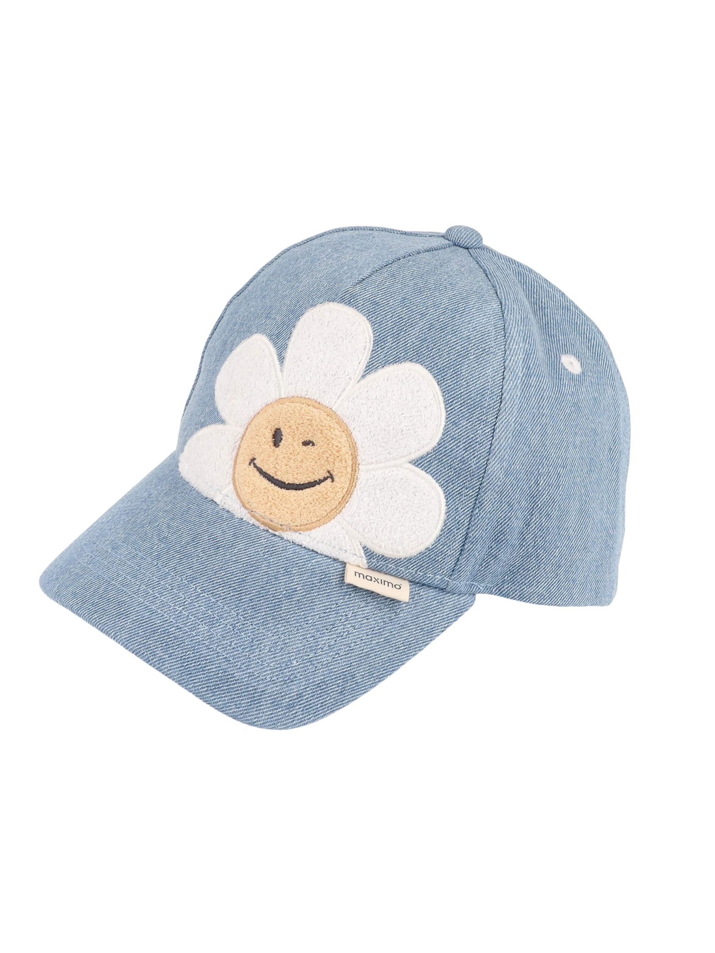 MAXIMO Hut 'KIDS GIRL-Cap, Frotteeblume snap-back Verschluß'‌‌‌‌‌‌‌‌‌ in Blau: Vorderseite