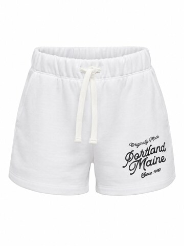 Grimelange Spodnie 'GRIMELANGE Jersey-Shorts mit Textdruck' w kolorze biały: przód