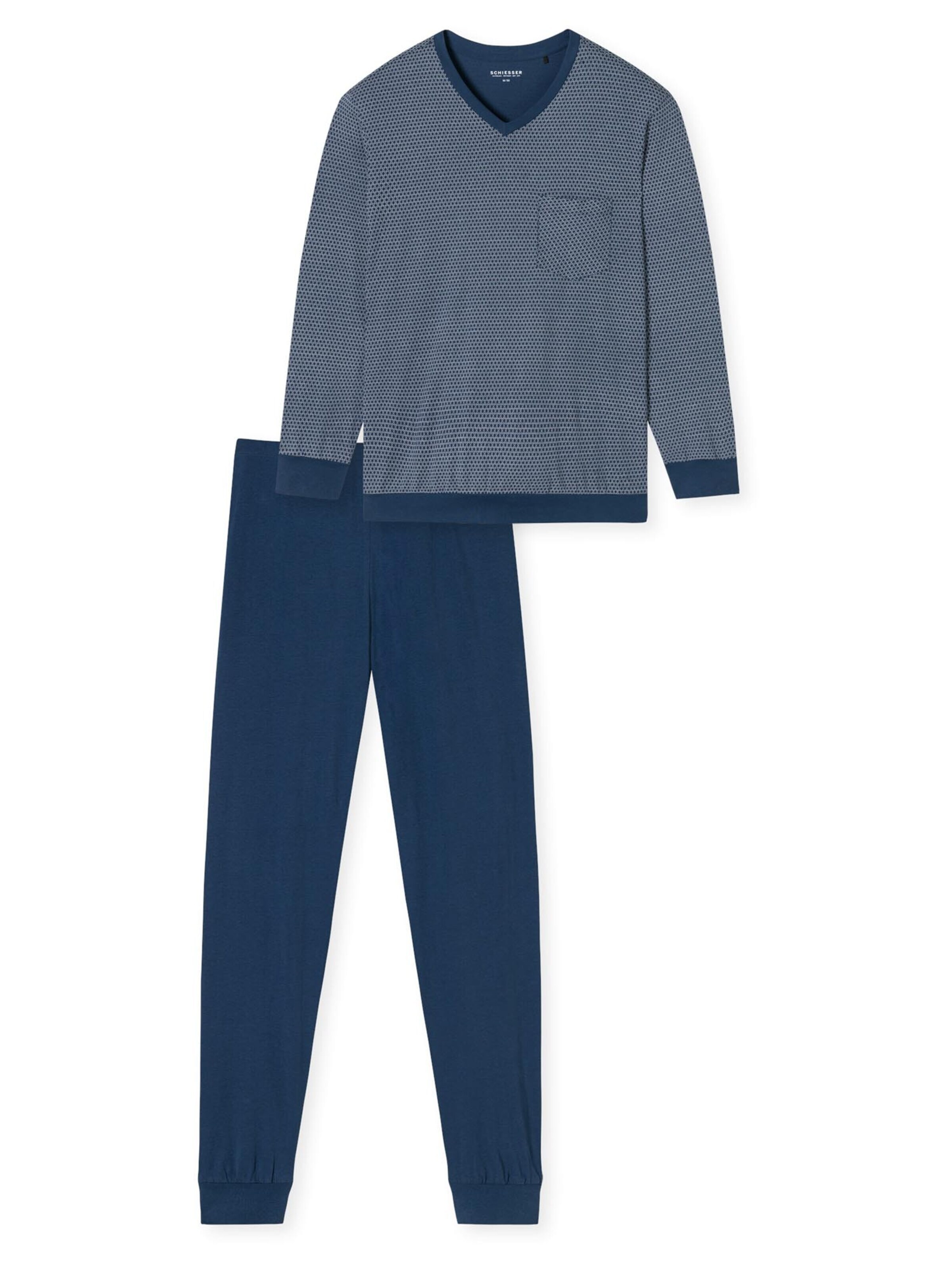 SCHIESSER Pyjama lang 'Comfort Essentials'‌‌ in Blau: Vorderseite
