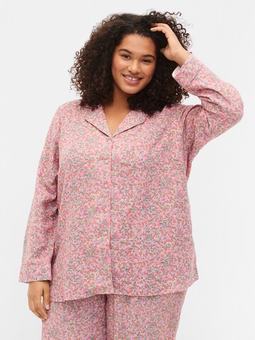 Zizzi Pajama shirt 'DOWE' in Pink: front