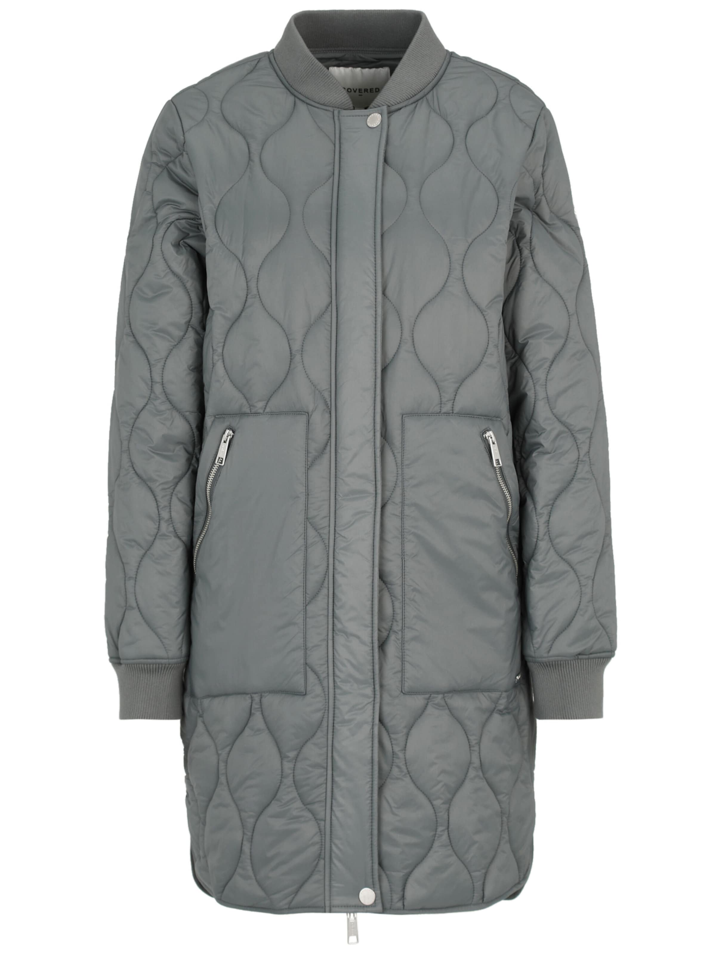 Covered Between-seasons coat 'BRENDA' in Grey: front