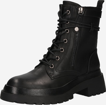 Xti Lace-Up Ankle Boots in Black: front