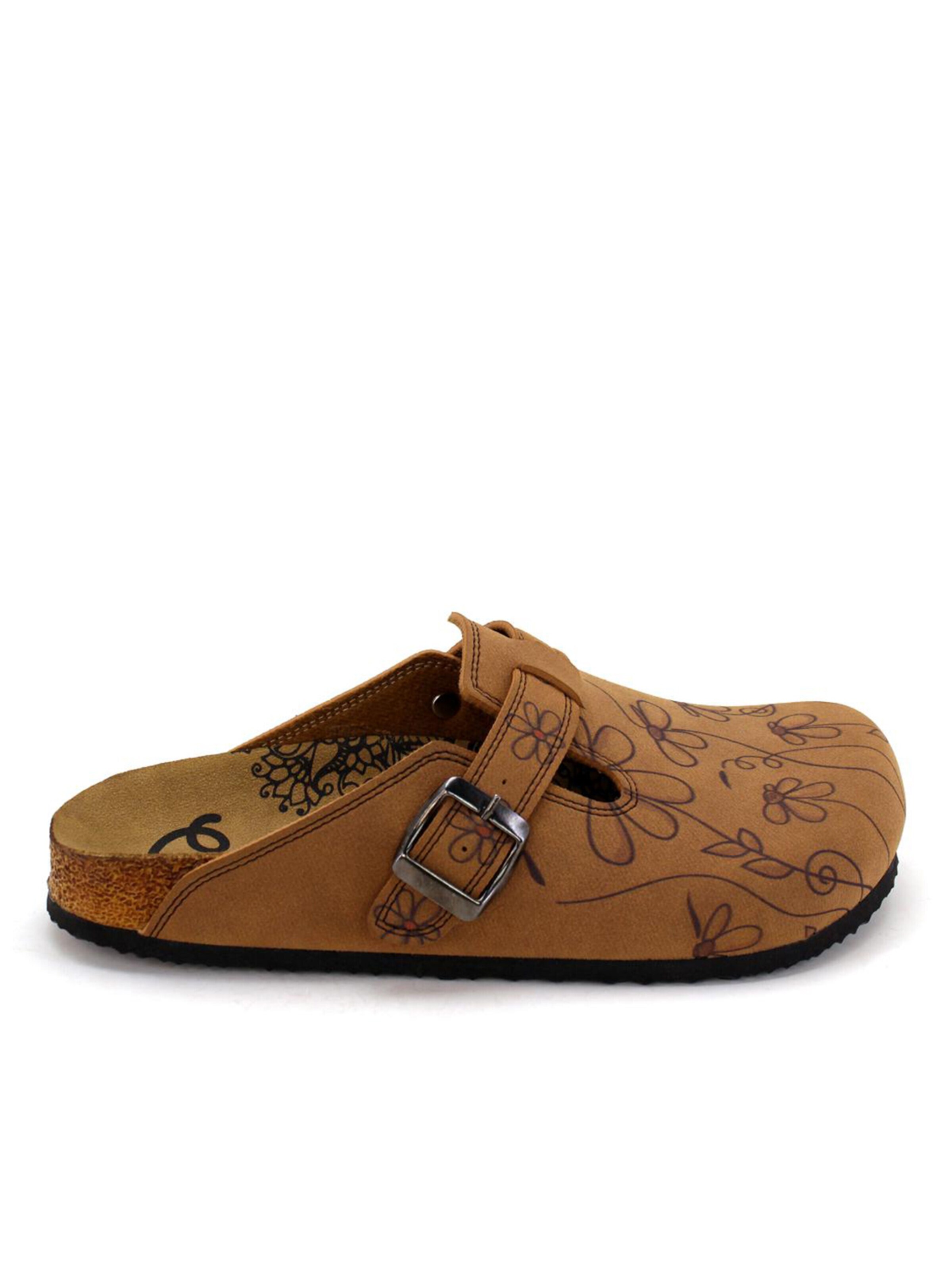 Goby - Zuecos 'Women Calceo Brown Clogs CALN201 with flowers' en marrón