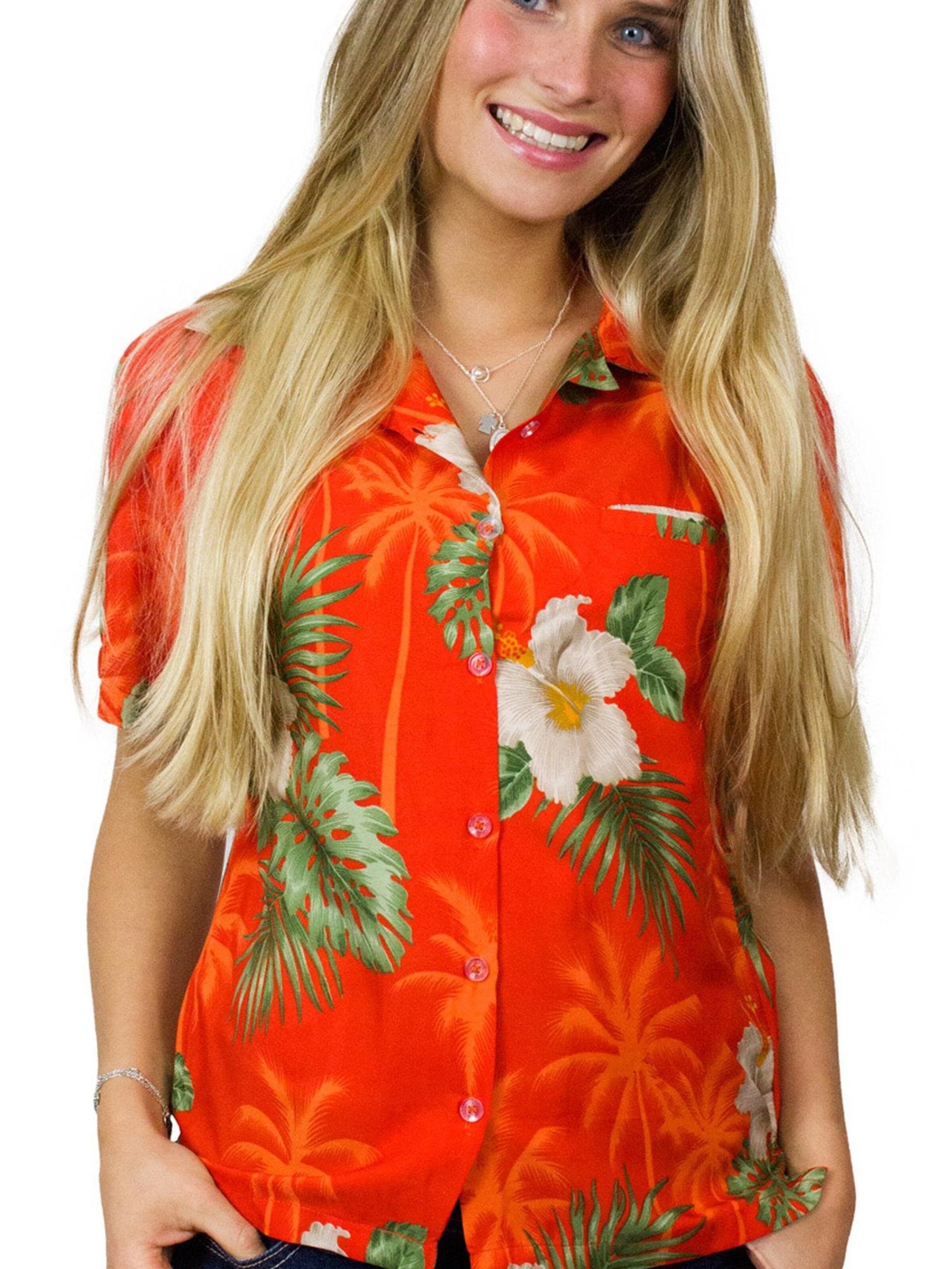 King Kameha Blouse 'Small Flower' in Orange: front