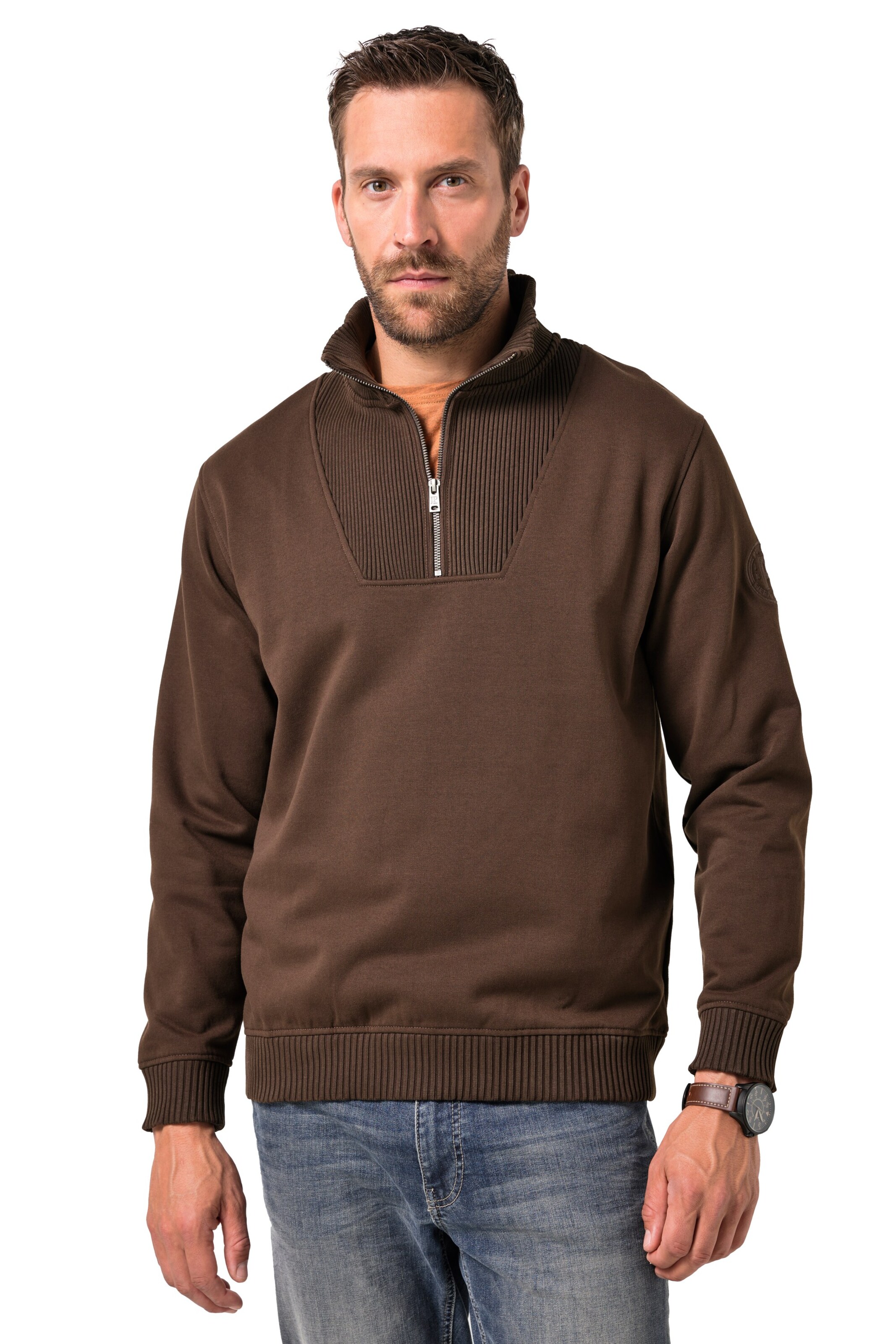 JP1880 Sweatshirt in Bruin: voorkant