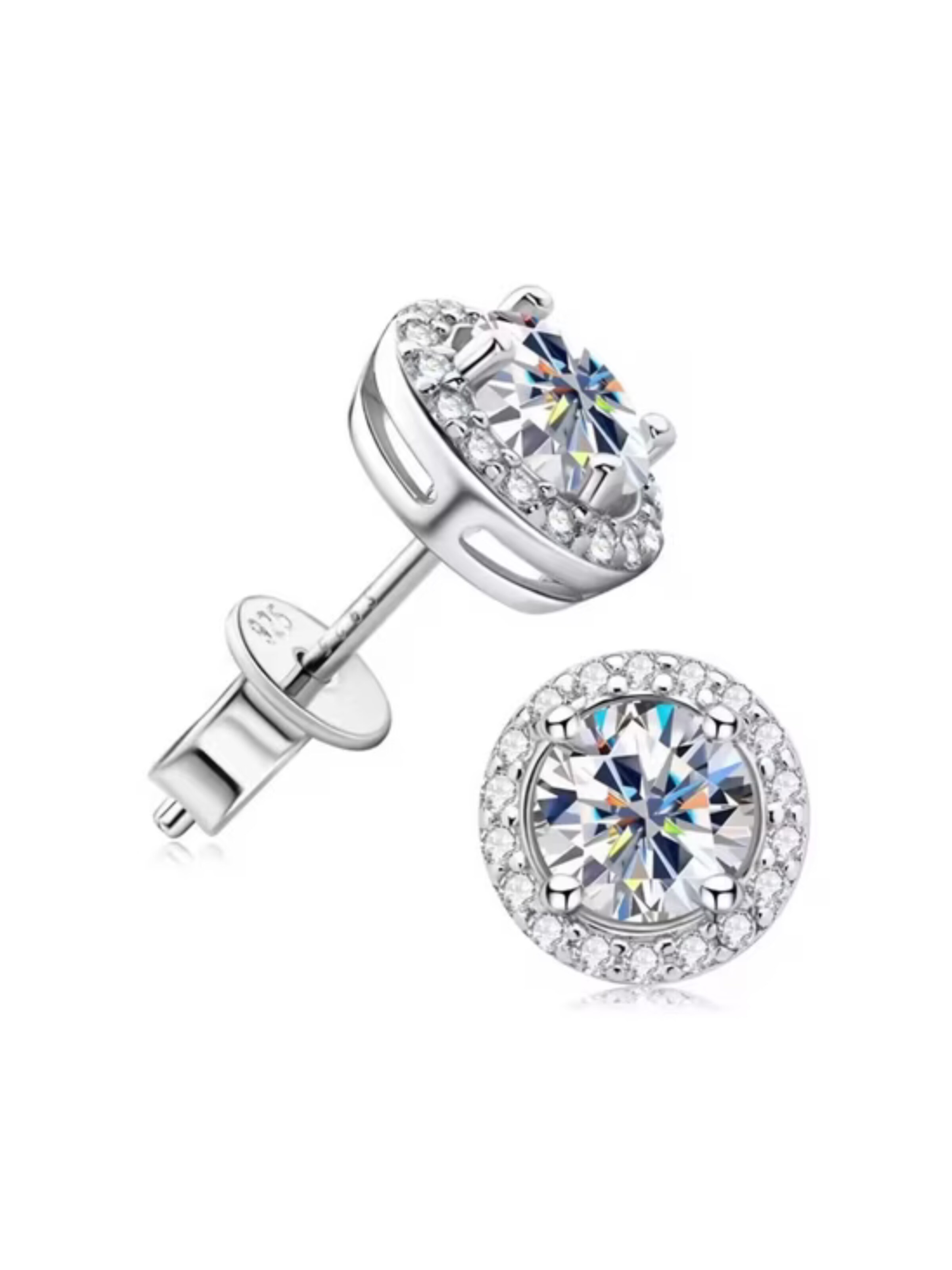 ROUGEMONT Jewellery Earrings 'Funkelnde Moissanit Ohrstecker 5,0mm mit Echtheitszertifikat 925 sterling Silber' in Silver: front