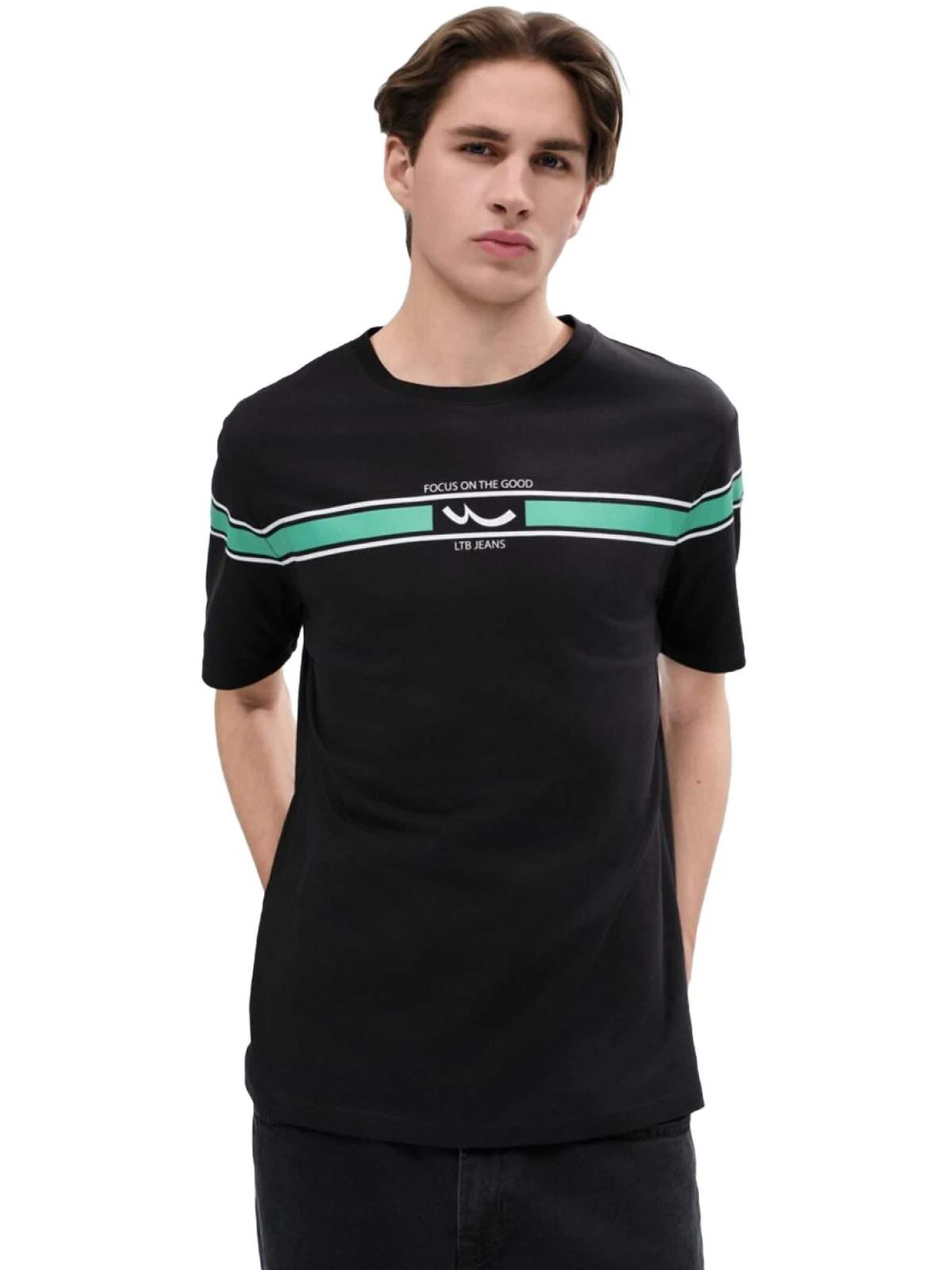 LTB Jeans Shirt 'Striped Logo T-Shirt' in Black