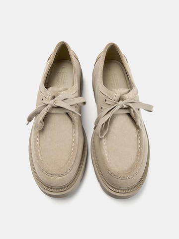 Pull&Bear Šněrovací boty – béžová