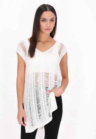 myMo ROCKS Трикотажное платье 'Fashion Look' в Белый: спереди