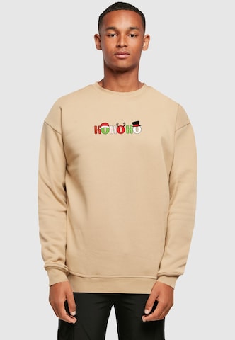 Merchcode Sweatshirt 'Christmas Ho Ho Ho' in Beige: front