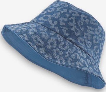 styleBREAKER Hat '2-in-1 Denim Fischerhut mit Leoparden Muster' in Blue: front