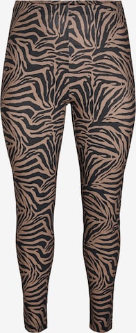 Skinny Leggings Zizzi en marron : devant