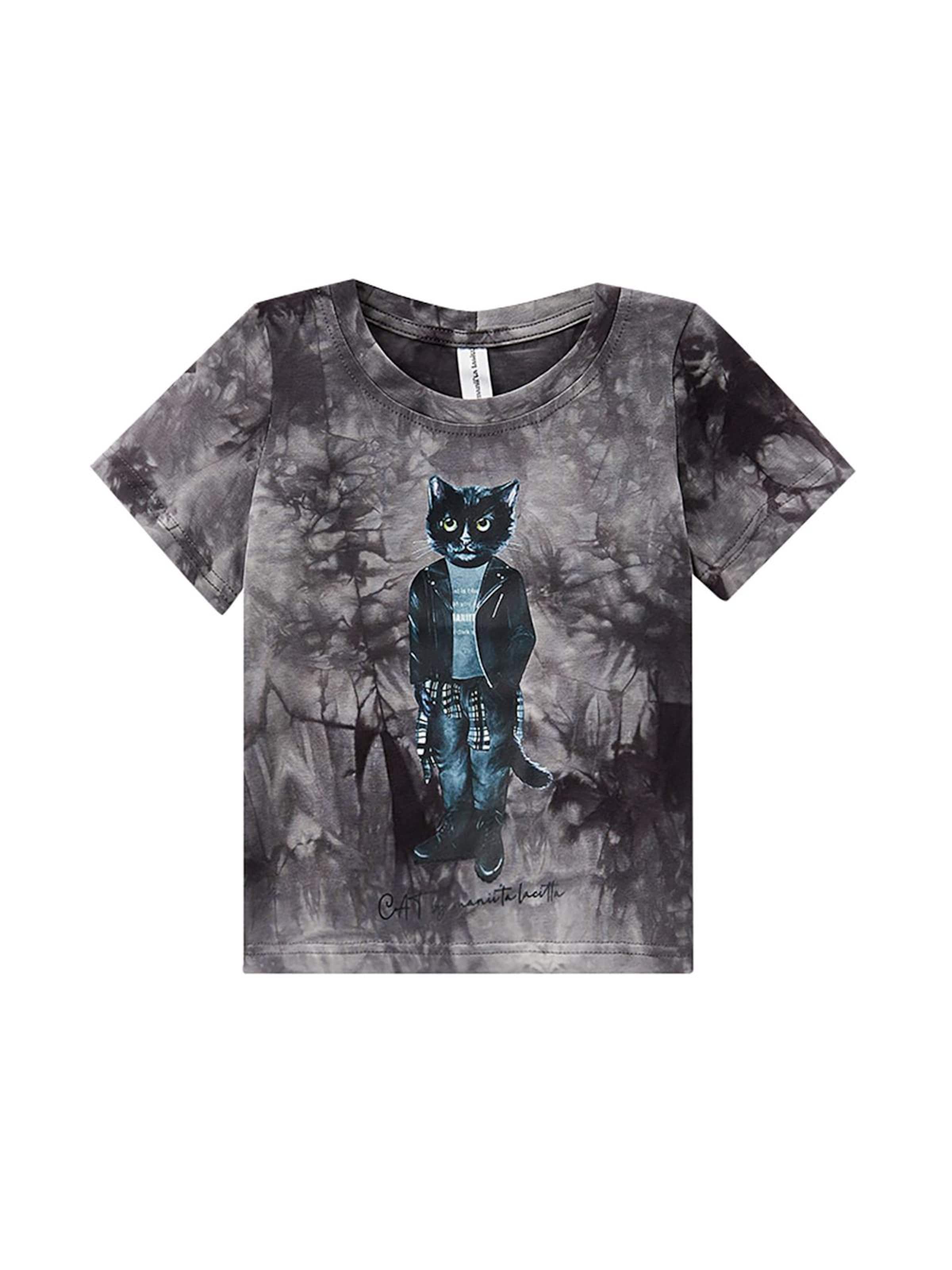 Cat e Lolette Shirts 'Rocker Cat' i grå: forside