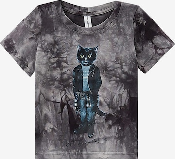 Cat e Lolette Shirt 'Rocker Cat' in Grijs: voorkant