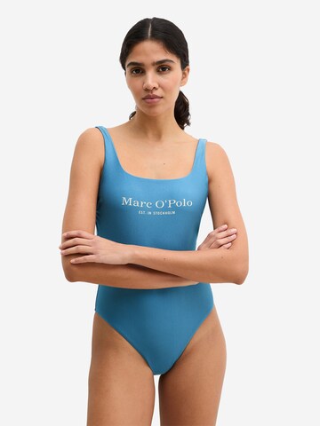Marc O'Polo Bralette Swimsuit ' Shiny ' in Blue: front