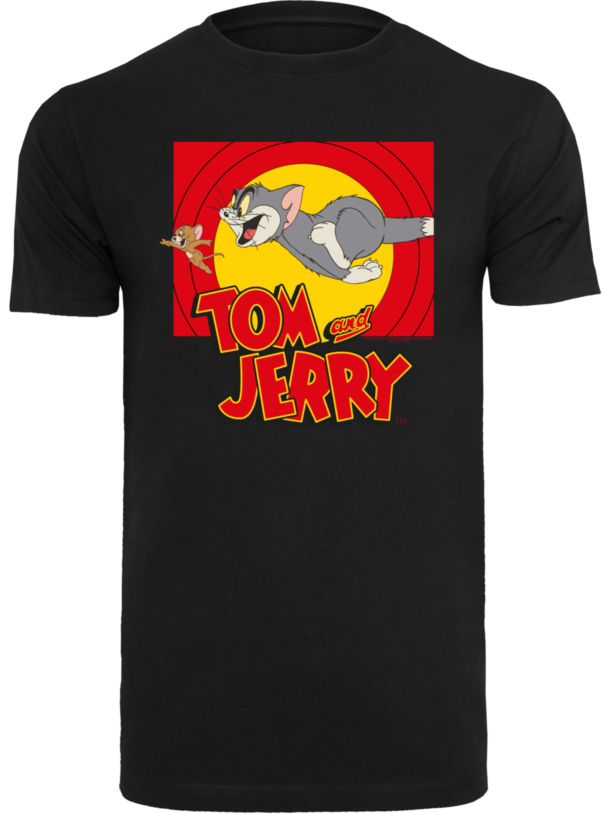 F4NT4STIC T-Shirt 'Tom und Jerry Chase Scene' in Schwarz: Vorderseite