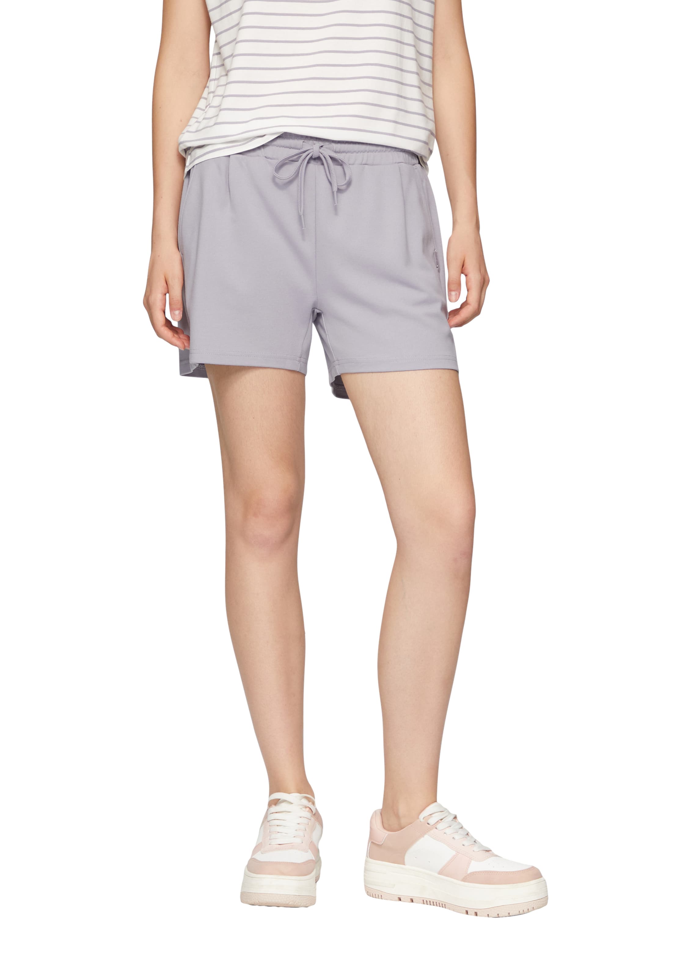 QS Regular Bandplooibroek in Grijs: voorkant