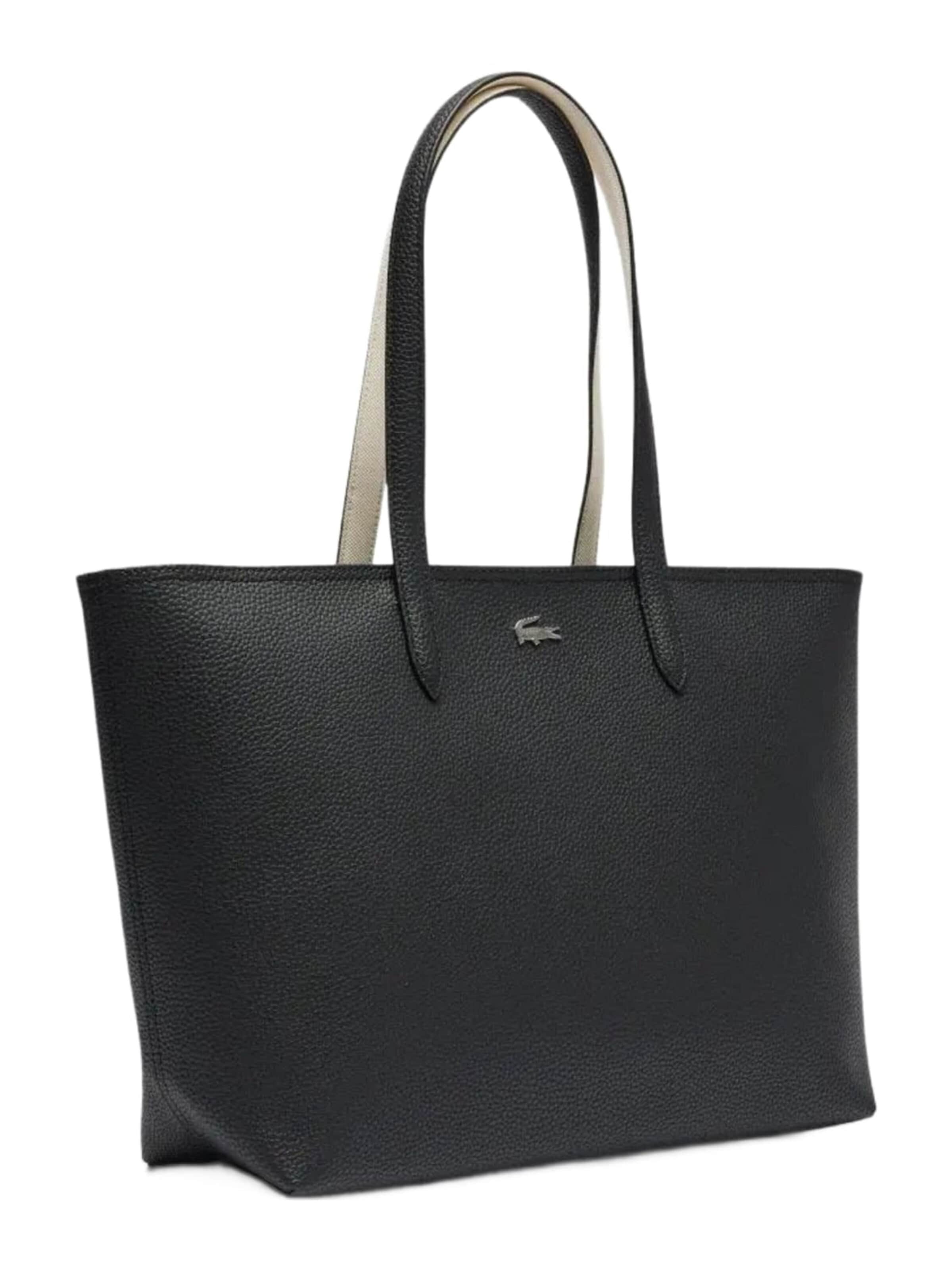 LACOSTE Nákupní taška 'Lacoste Sac Cabas Anna zippé Noir Farine' – černá