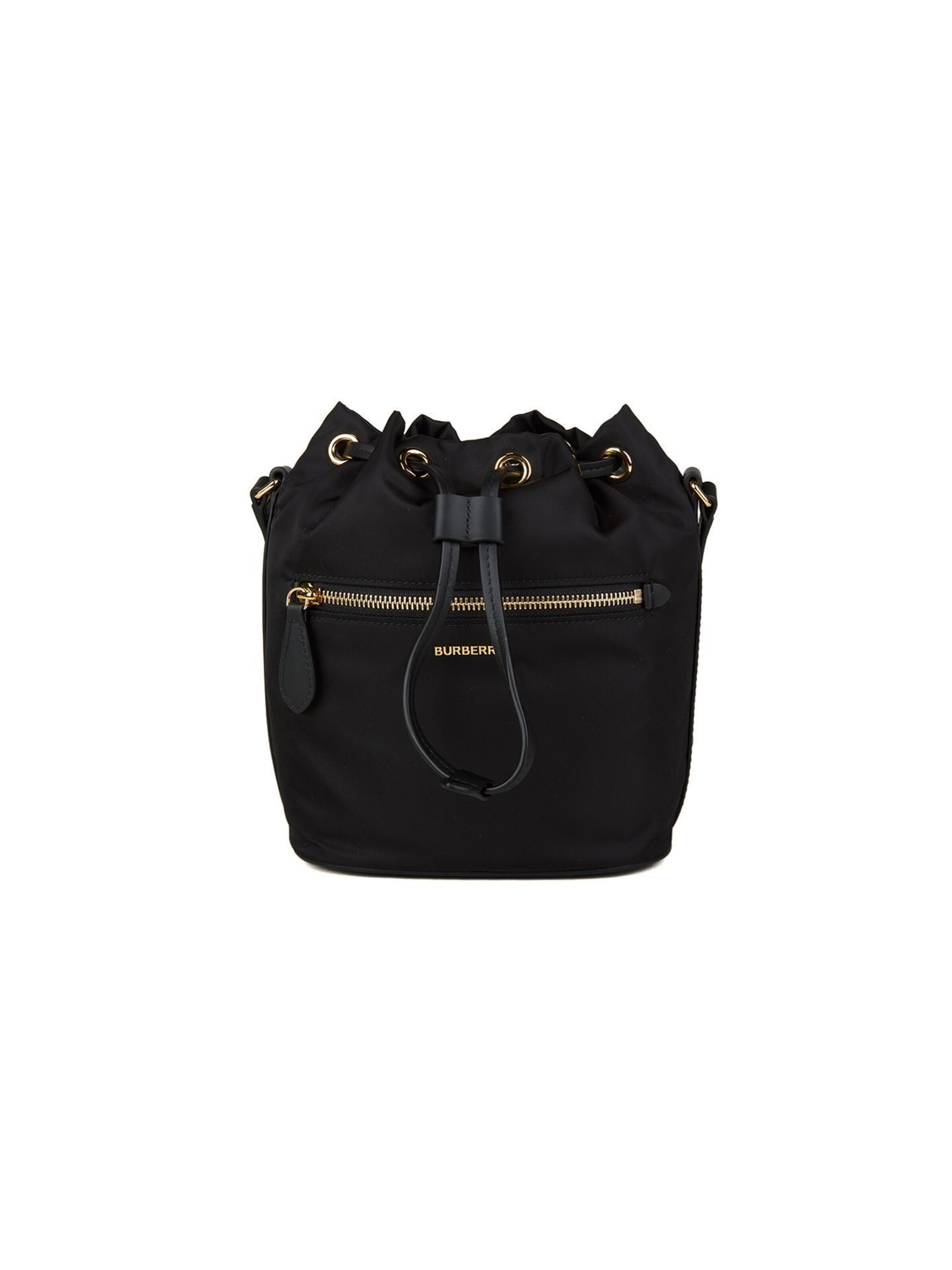 BURBERRY Portemonnee 'Medium Nylon Drawstring Bucket Bag 19x12x19 cm' in Zwart: voorkant