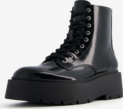 Bershka Bottines à lacets en noir, Vue avec produit