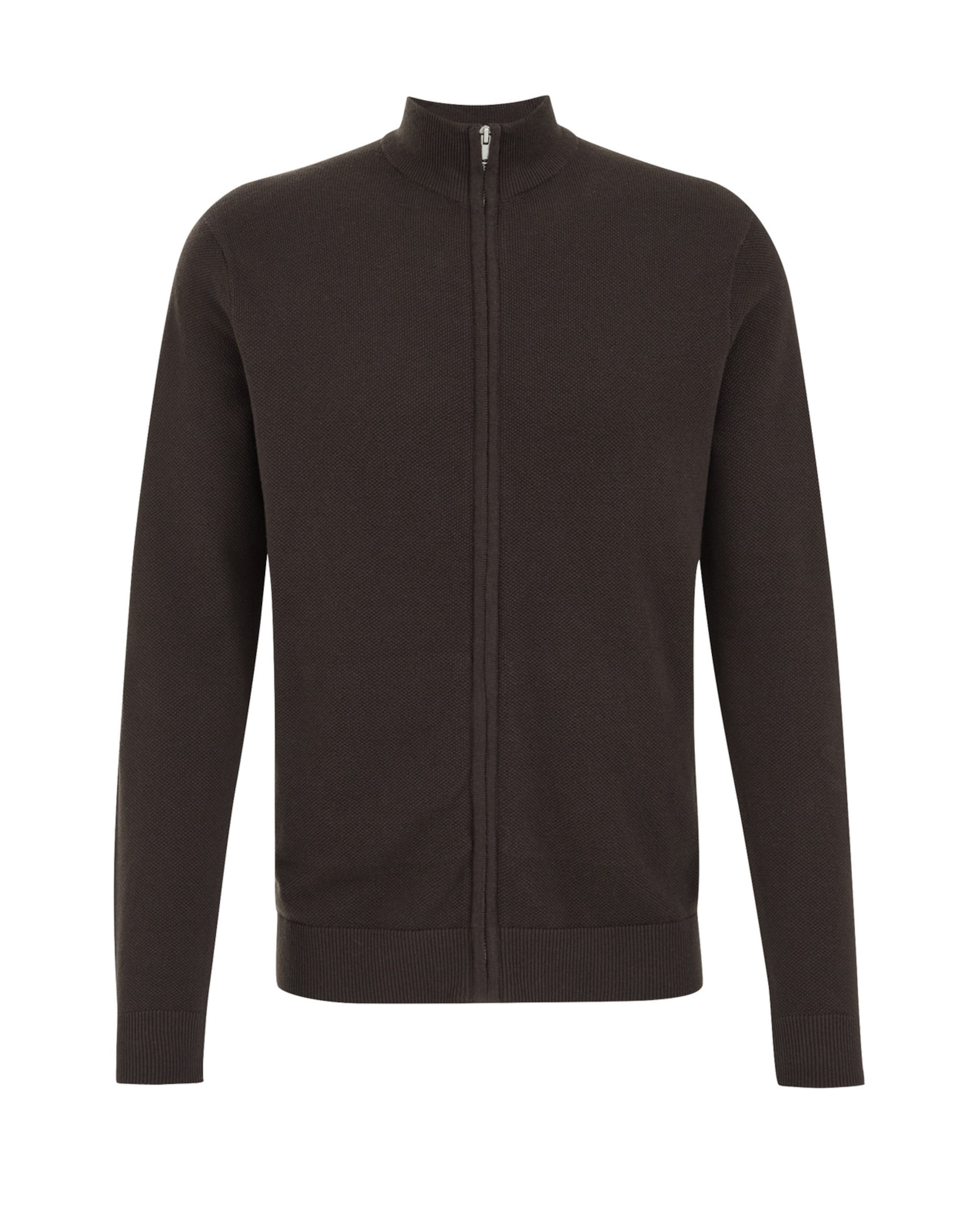 WE Fashion Πλεκτή ζακέτα σε καφέ: μπροστά