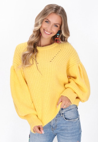 Pull-over IZIA en jaune : devant
