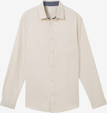 TOM TAILOR Button Up Shirt in Beige: front