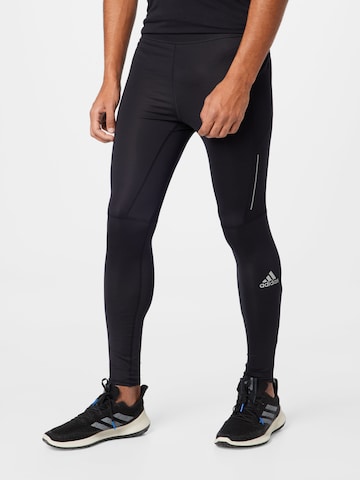 ADIDAS SPORTSWEAR Skinny Fit Спортен панталон 'Own The Run' в черно: отпред
