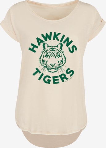 F4NT4STIC T-Shirt 'Stranger Things Hawkins Tigers Netflix TV Series' in Beige: predná strana