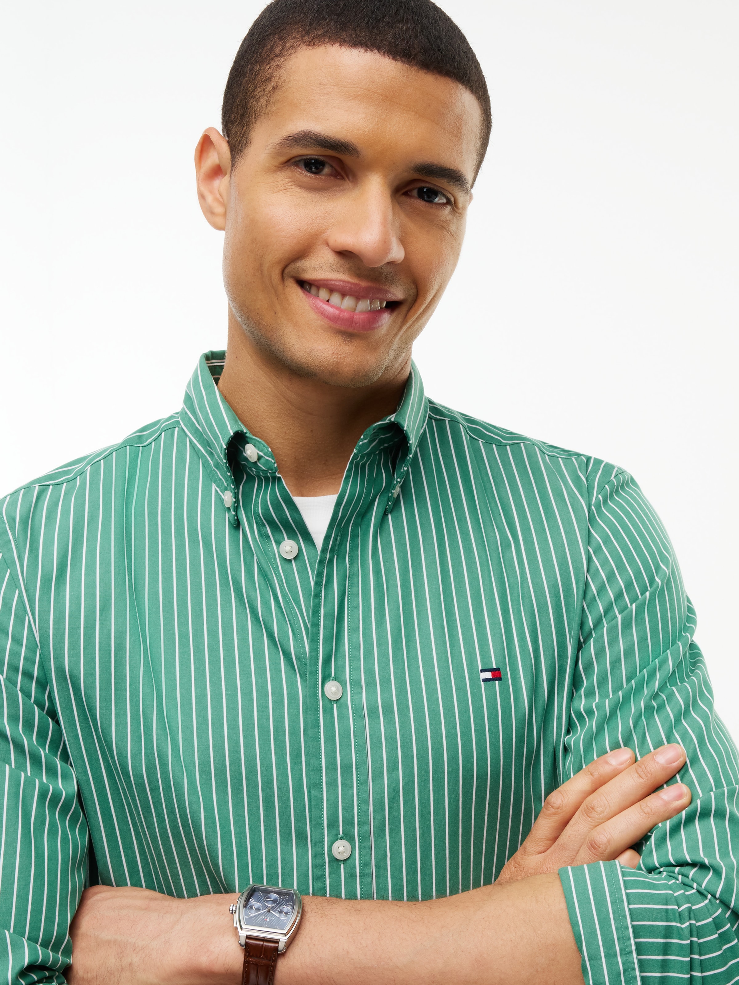 Slim fit Camicia 'FLEX' di TOMMY HILFIGER in verde