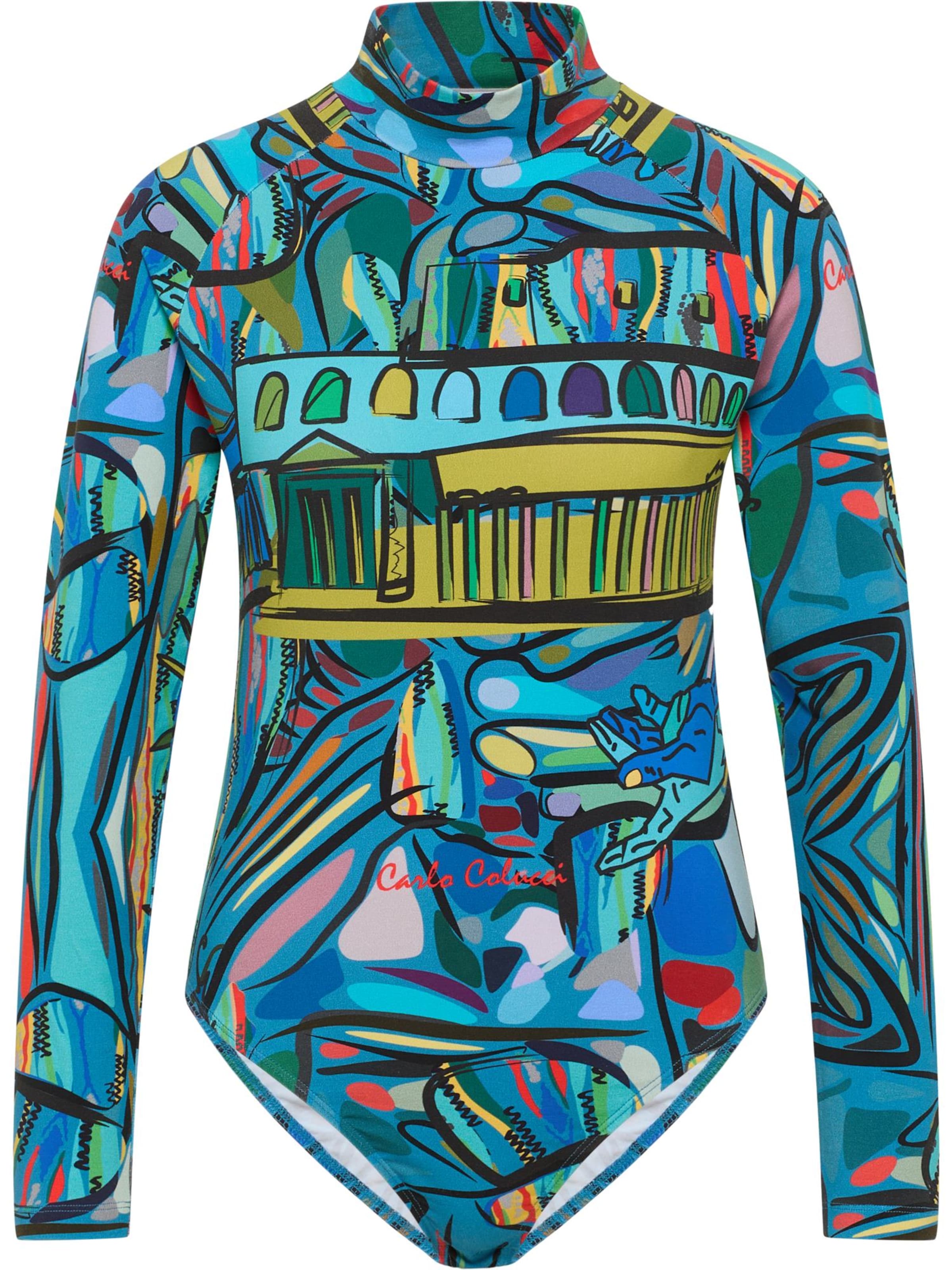 Carlo Colucci Shirt Bodysuit ' De Vita ' in Blue: front