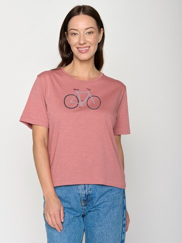 GREENBOMB T-Shirt 'Nova Bike Handdrawn' in Pink: Vorderseite