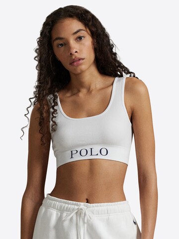 Polo Ralph Lauren Bralette Bra ' Ribbed Seamless ' in White: front